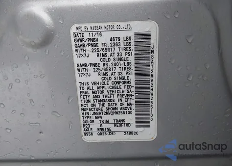 2017 Nissan Rogue S from USA, damaged, VIN JN8AT2MV2HW255100